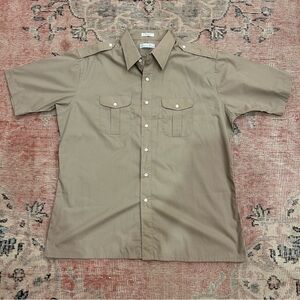 Dior Men's Casual Tan Button Down Shirt